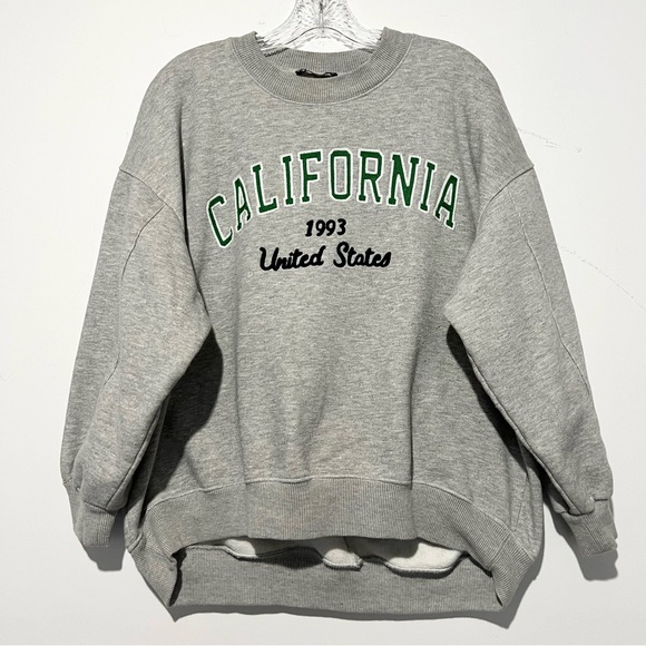 Zara California 1993 United States Grey Crewneck Embroidery Sweatshirt Women's M - Picture 1 of 8